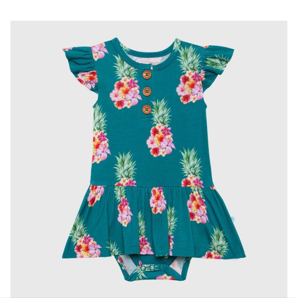 Posh Peanut Ananans Henley Twirl Skirt Bodysuit